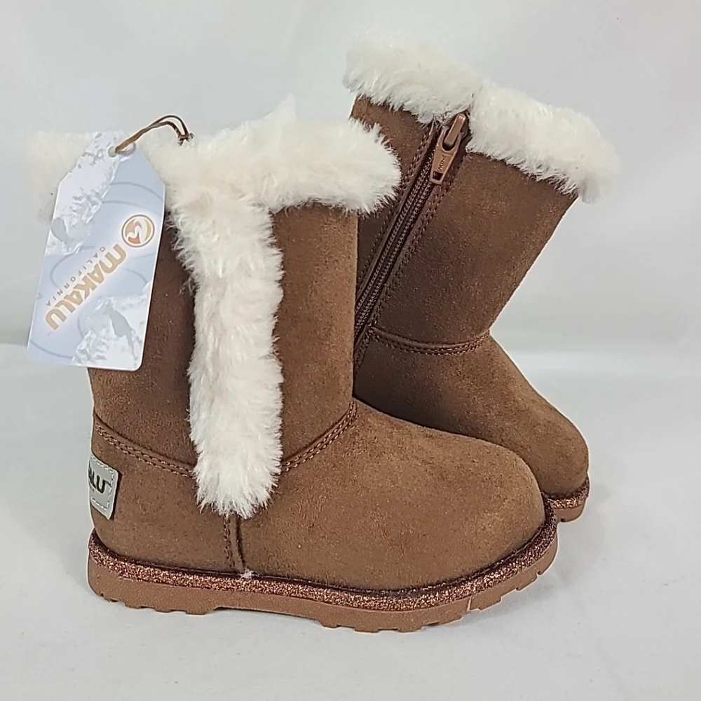 NIB Makalu Youth Inf Polly Boots Chestnut Faux Fur Sz 8